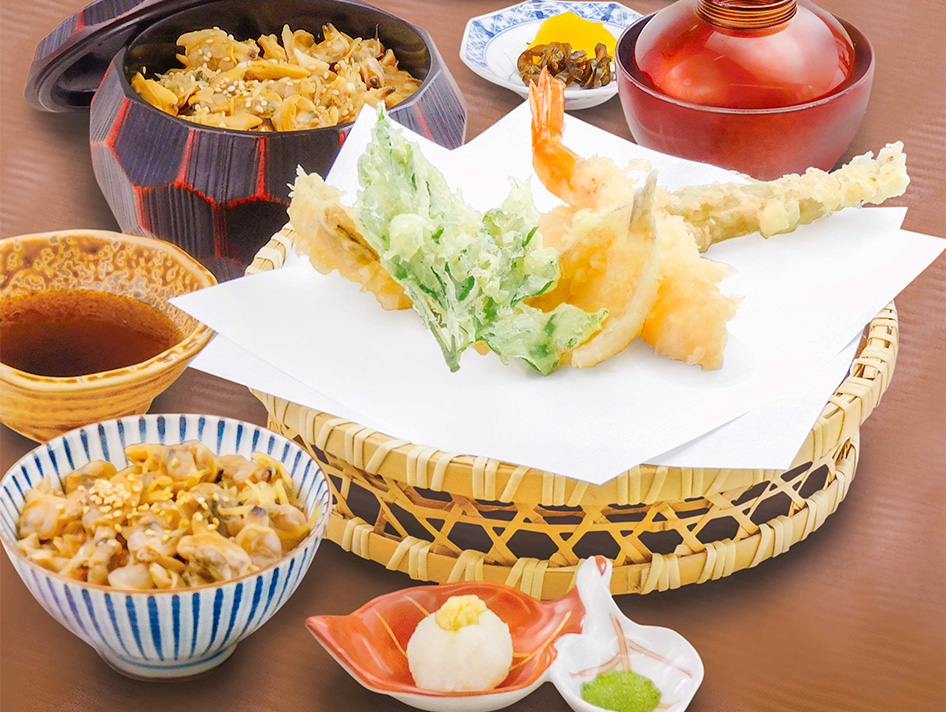 深川めし穴子の天ぷら盛合せ膳